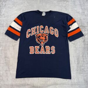 Chicago Bears Shirt Mens XL Blue V Neck Logo 7 Striped Sleeve Vintage NFL